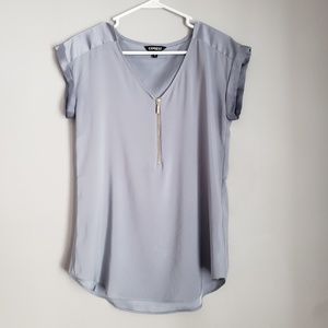 Express Silky Zip Front Gramercy Tee